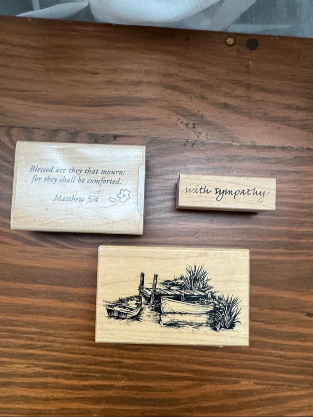 With Sympathy Wooden Stamp Set - Neutral Beige
